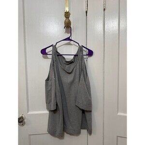 Roaman’s Gray Cold-Shoulder Studded Top – 1X